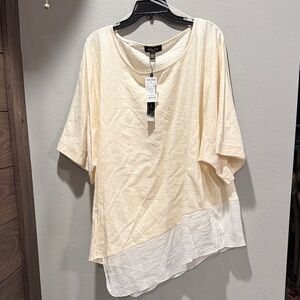 Melissa Paige Woman Elegant Linen Cream Women's Top 2X NWT